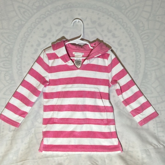 Toddler Size 2T-3T Light Pink & White Hooded/Pullover Swim Cover Up - Picture 1 of 3